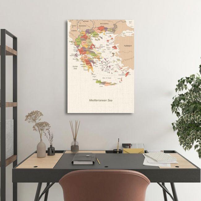 Canvas printGreece map textured vintage