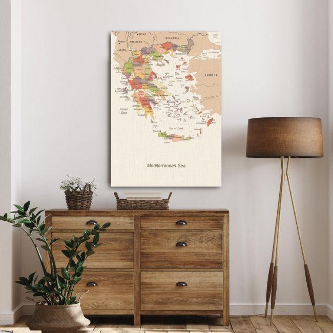 Canvas printGreece map textured vintage