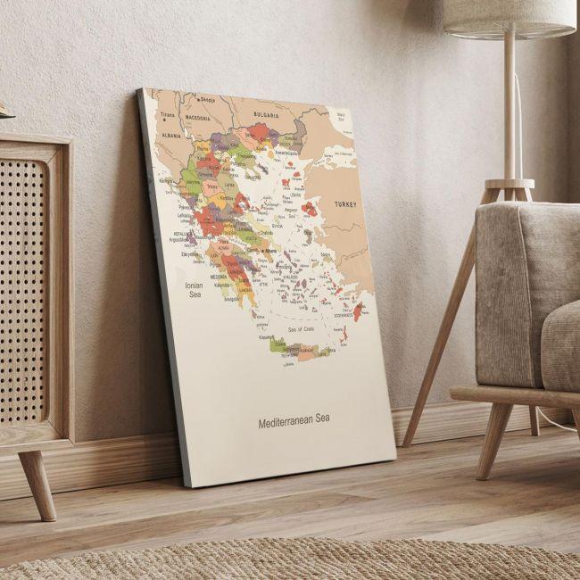 Canvas printGreece map textured vintage