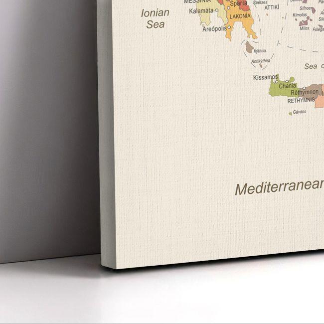 Canvas printGreece map textured vintage