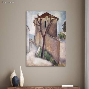 Πίνακας ζωγραφικής Tree and house, Modigliani