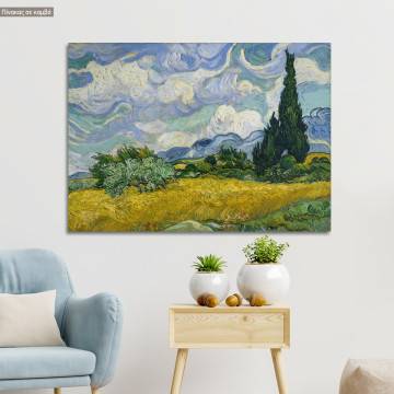 Canvas print Wheat field with cypresses, Vincent van Gogh
