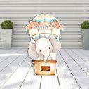 Wooden figure printed Hot air balloon with elefant
