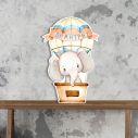 Wooden figure printed Hot air balloon with elefant