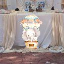 Wooden figure printed Hot air balloon with elefant
