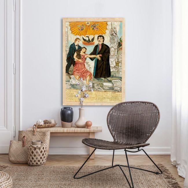 Canvas print Korais and Feraios save wounded Hellas, Theofilos