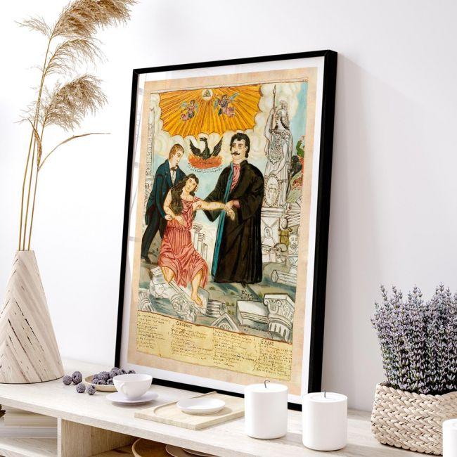 Canvas print Korais and Feraios save wounded Hellas, Theofilos