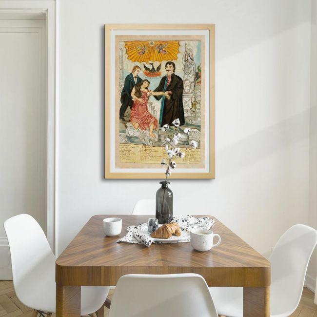 Canvas print Korais and Feraios save wounded Hellas, Theofilos