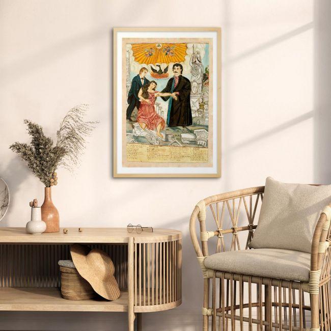 Canvas print Korais and Feraios save wounded Hellas, Theofilos