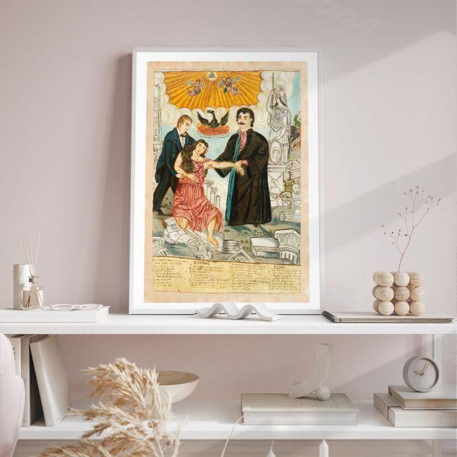 Canvas print Korais and Feraios save wounded Hellas, Theofilos