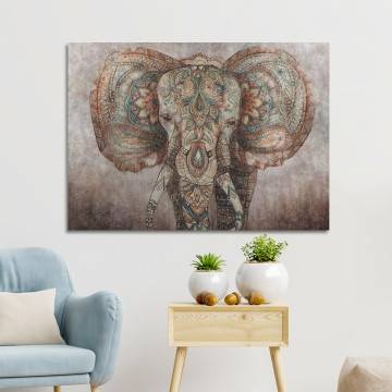 Πίνακας σε καμβά Elephant mixed media portrait