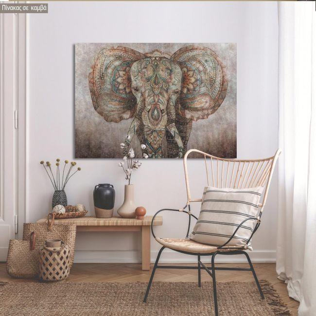 Πίνακας σε καμβά Elephant mixed media portrait