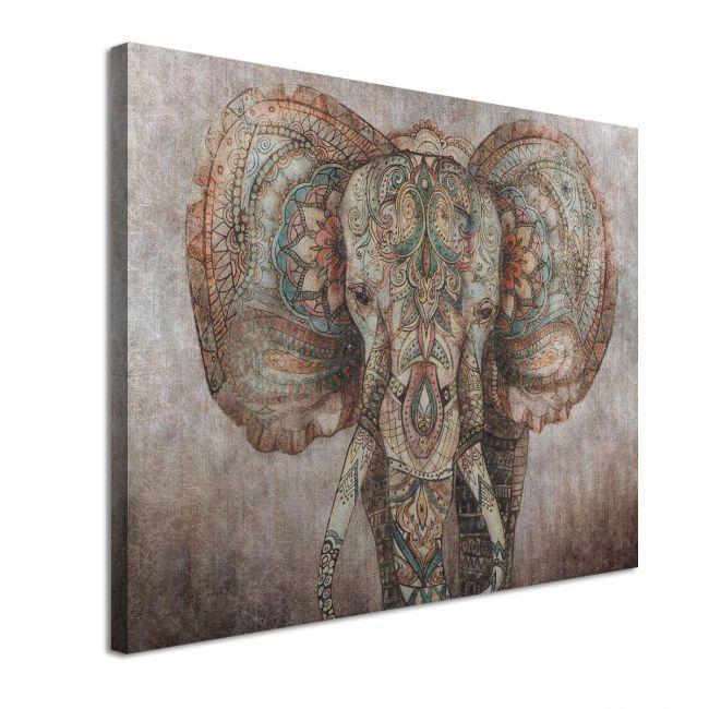 Canvas print, Elephant mixed media portrait