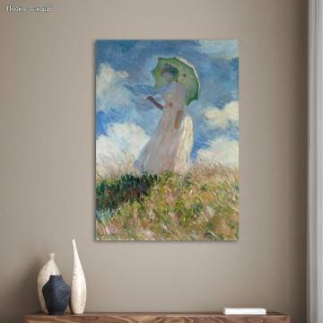 Canvas print Woman with a parasol, facing left, Monet C.