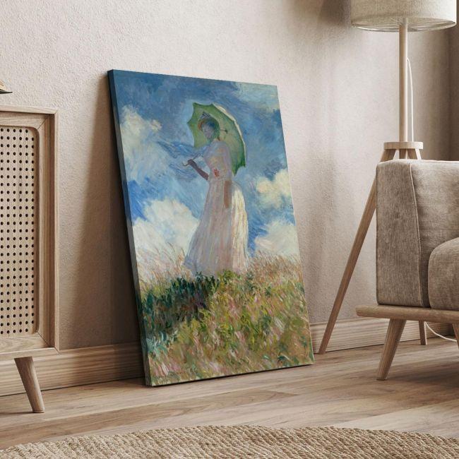 Πίνακας ζωγραφικής Woman with a parasol, facing left, Monet C.