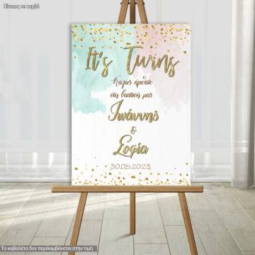 Canvas print welcome to my baptism,boy girl twins