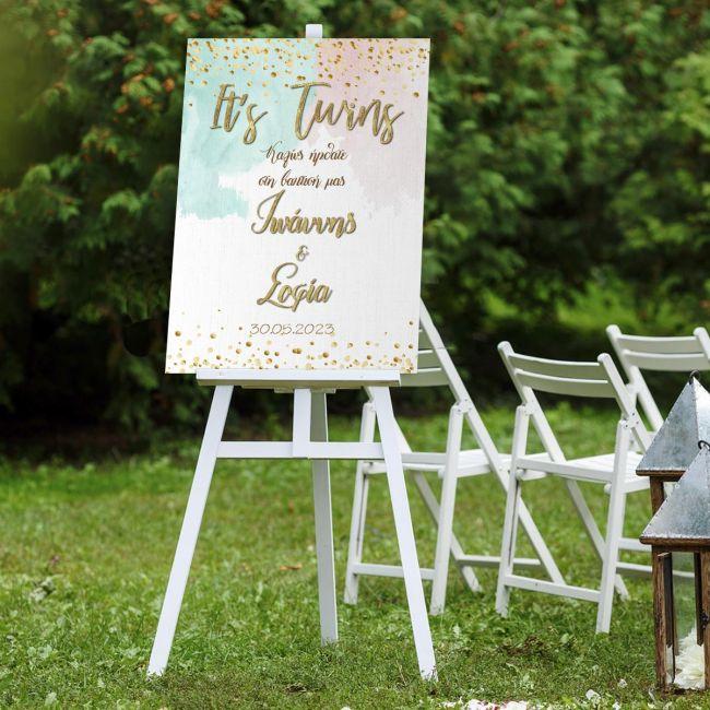 Canvas print welcome to my baptism,boy girl twins