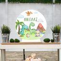 Wooden printed sign, Cute dinos island