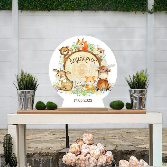 Wooden printed sign, Cute dinos island