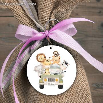 Wooden figure Jungle animals jeep