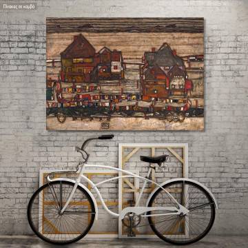 Canvas print Houses with laundry lines and suburban, Schiele Egon