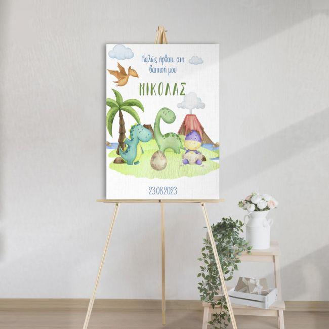 Canvas welcome to my baptism, Cute dinos island