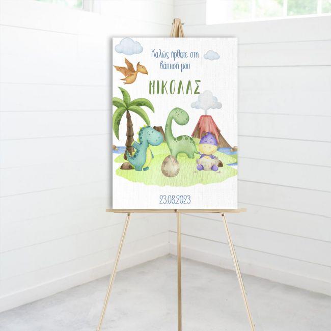 Canvas welcome to my baptism, Cute dinos island