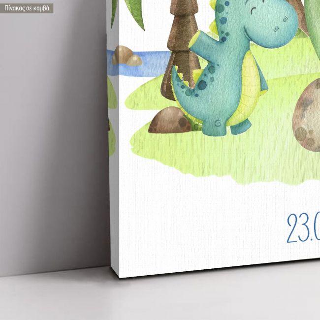 Canvas welcome to my baptism, Cute dinos island