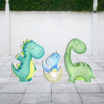 Wooden printed figures, Cute dinos watercolor art I