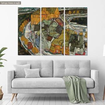 Πίνακας σε καμβά Island city, Schiele Egon, τρίπτυχος