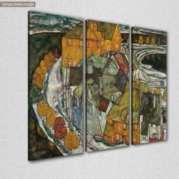 Πίνακας σε καμβά Island city, Schiele Egon, τρίπτυχος 2