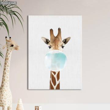 Πίνακας παιδικός σε καμβά, Καμηλοπάρδαλη (Bubble giraffe)