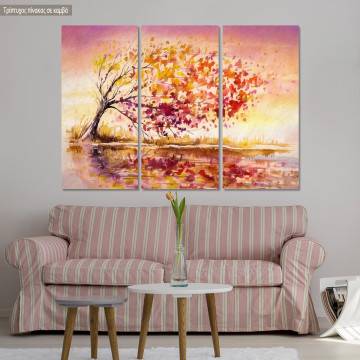 Canvas print Autumn wind tree,3 panels 2