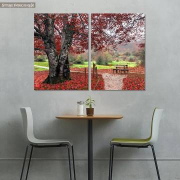 Canvas print Red leaves, two panels 2