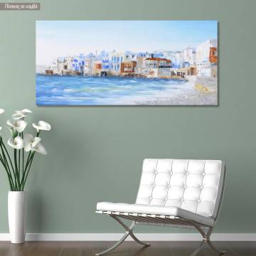 Canvas print Abstract painting of Mykonos, panoramic