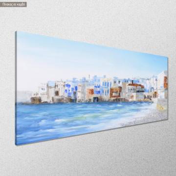 Canvas print Abstract painting of Mykonos panoramic Framed canvas View 1 2