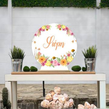 Wooden printed sign, spring watercolor flowers 2
