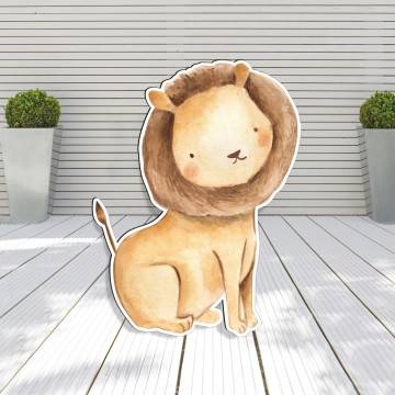 Wooden printed figure, elegant watercolor lion