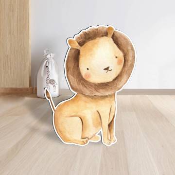 Wooden printed figure, elegant watercolor lion 2