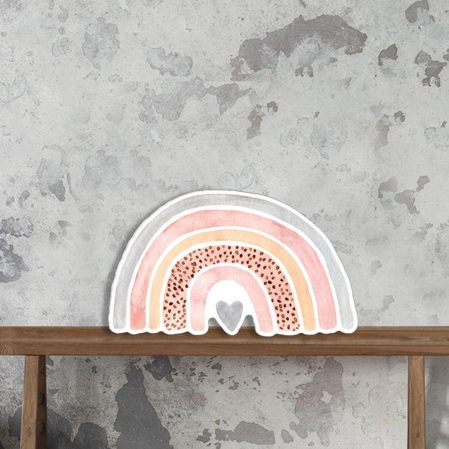 Ουράνιο τόξο watercolor, ξύλινη φιγούρα εκτυπωμένη