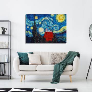 Πίνακας ζωγραφικής Snoopy's starry night reart, (original Vincent van Gogh) 2