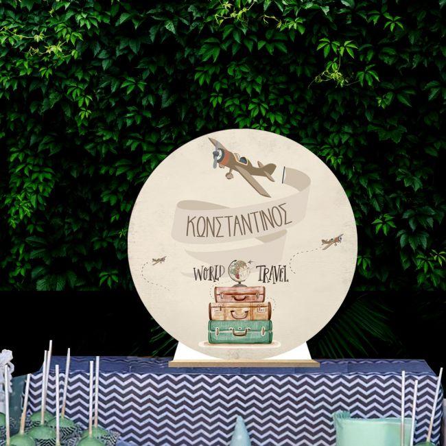 Wooden printed sign, travel the world