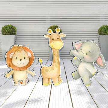 Wooden printed figures, Cute wild baby animals