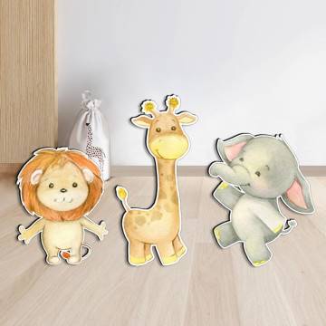 Wooden printed figures, Cute wild baby animals 2