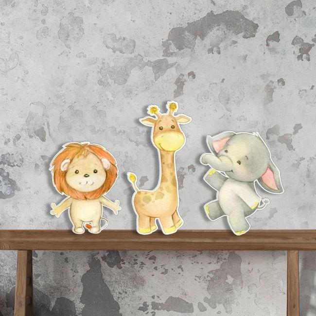 Wooden printed figures, Cute wild baby animals