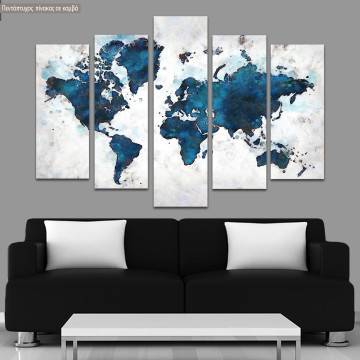 Canvas print Retro map watercolors five panels