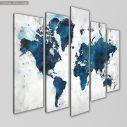 Canvas print Retro map watercolors five panels