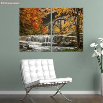 Πίνακας σε καμβά Berea falls In autumn, δίπτυχος
