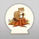 Wooden printed sign, Beaver on stump