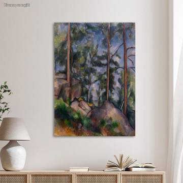 Canvas print Pines and rocks, Cezanne P.